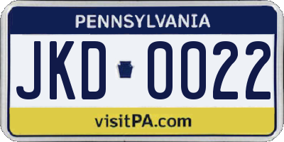 PA license plate JKD0022