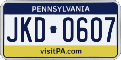 PA license plate JKD0607
