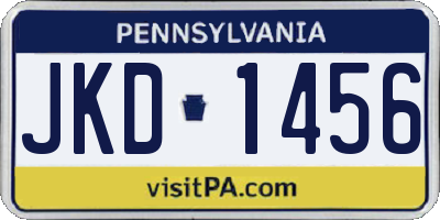 PA license plate JKD1456
