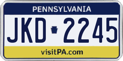 PA license plate JKD2245