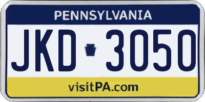 PA license plate JKD3050