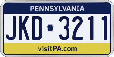 PA license plate JKD3211
