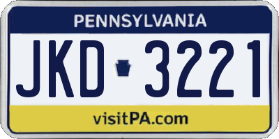 PA license plate JKD3221
