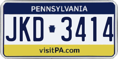 PA license plate JKD3414