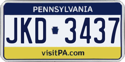 PA license plate JKD3437