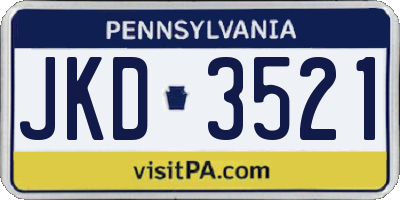 PA license plate JKD3521
