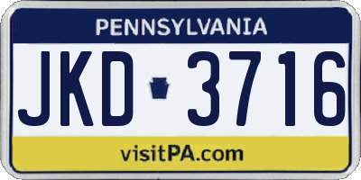 PA license plate JKD3716