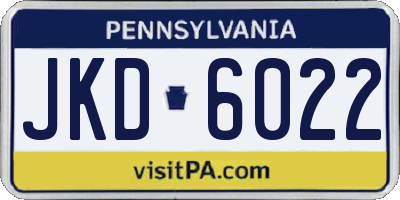 PA license plate JKD6022