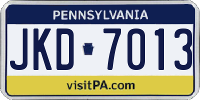 PA license plate JKD7013