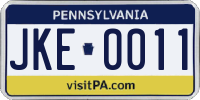 PA license plate JKE0011