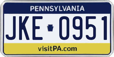 PA license plate JKE0951