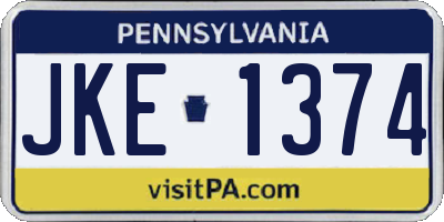 PA license plate JKE1374