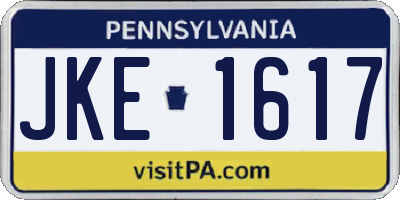 PA license plate JKE1617