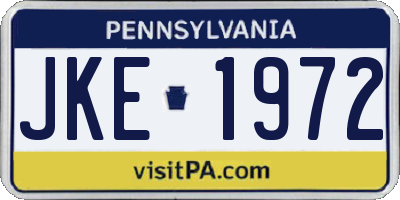 PA license plate JKE1972