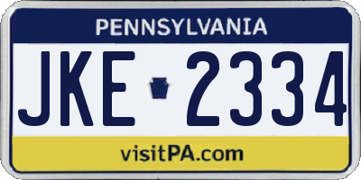 PA license plate JKE2334