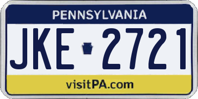 PA license plate JKE2721