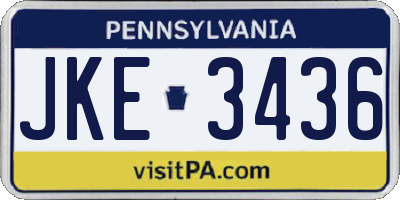 PA license plate JKE3436