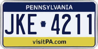 PA license plate JKE4211