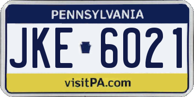 PA license plate JKE6021