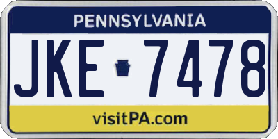 PA license plate JKE7478
