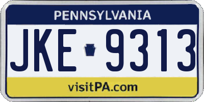 PA license plate JKE9313