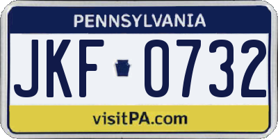 PA license plate JKF0732