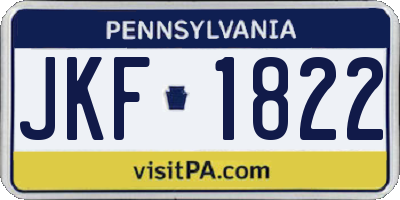 PA license plate JKF1822