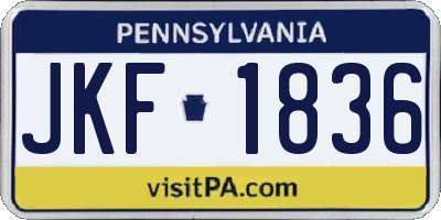 PA license plate JKF1836