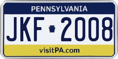 PA license plate JKF2008