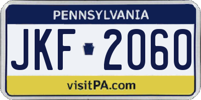 PA license plate JKF2060