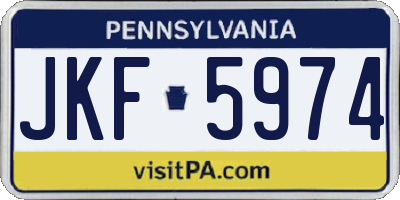 PA license plate JKF5974
