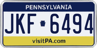 PA license plate JKF6494