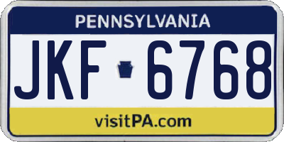 PA license plate JKF6768