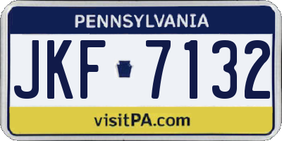 PA license plate JKF7132