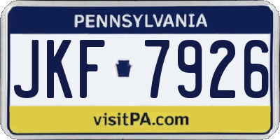 PA license plate JKF7926