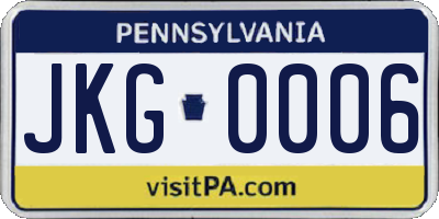 PA license plate JKG0006