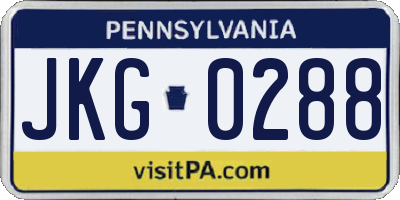 PA license plate JKG0288