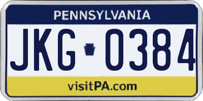 PA license plate JKG0384