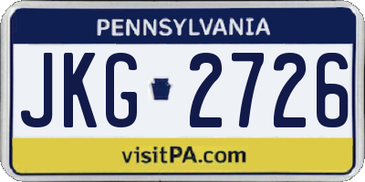 PA license plate JKG2726