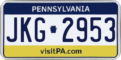 PA license plate JKG2953