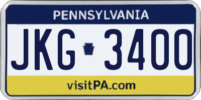 PA license plate JKG3400