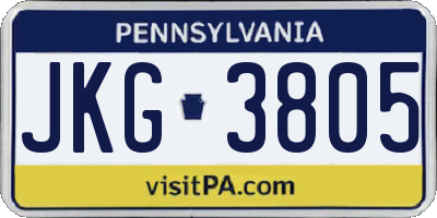 PA license plate JKG3805