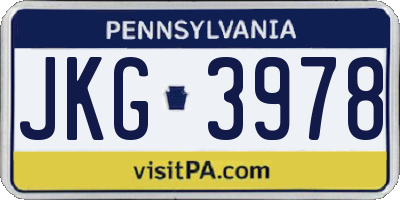 PA license plate JKG3978