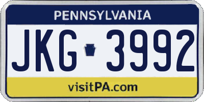 PA license plate JKG3992