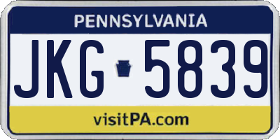 PA license plate JKG5839