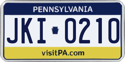 PA license plate JKI0210