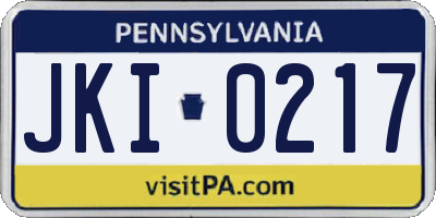PA license plate JKI0217