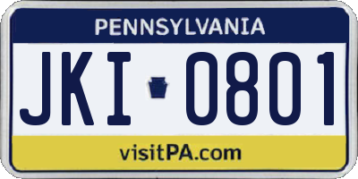PA license plate JKI0801