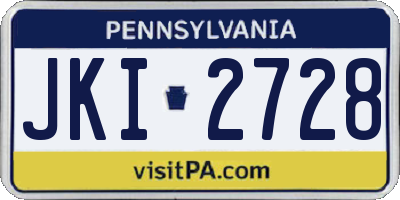 PA license plate JKI2728