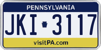 PA license plate JKI3117